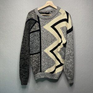 Vintage 90s Spettro Geometric Knit Grandpa Sweater M